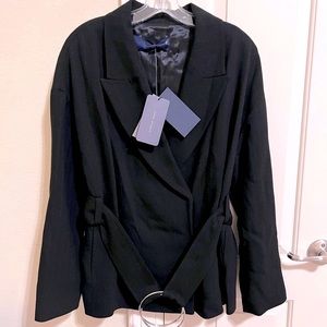 🖤Zara pinstriped belted crossover jacket